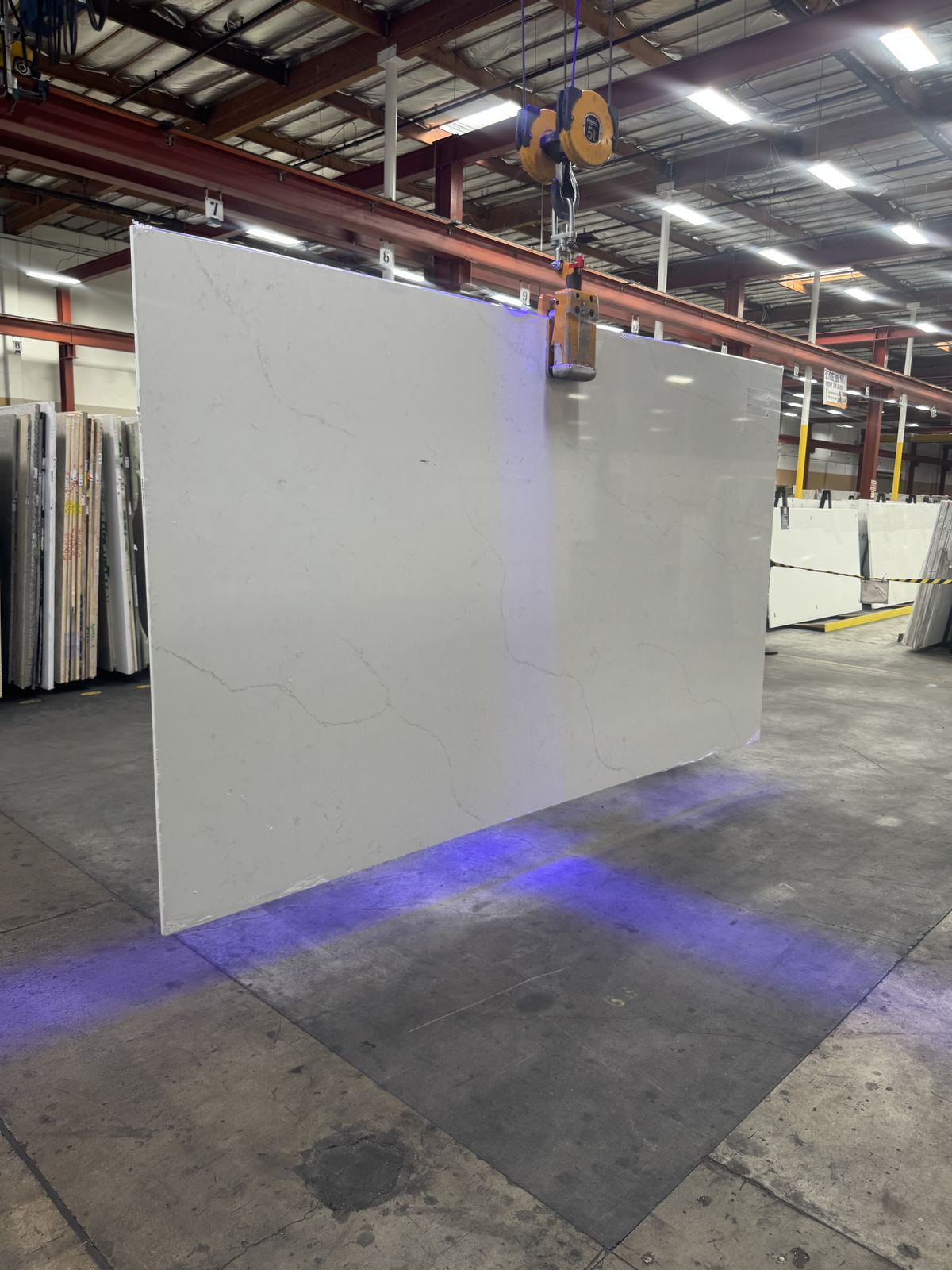 Hand-picking slabs at the importer — countertop fabrication process